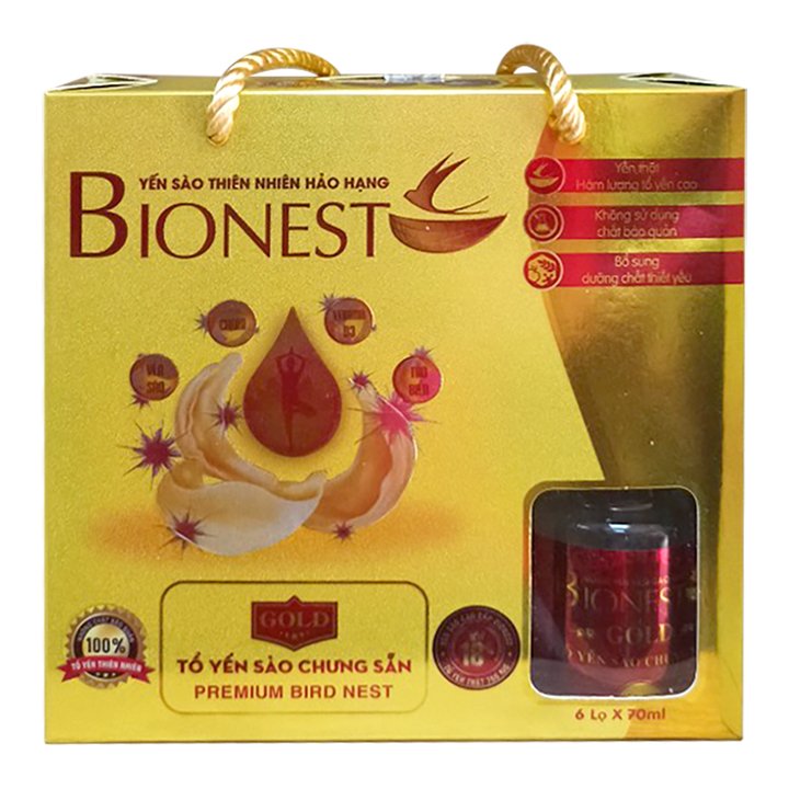 Hộp Yến sào Bionest Gold cao cấp - hộp tiết kiệm 6 lọ