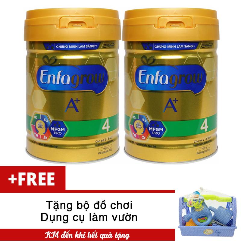 Bộ 2 Sữa bột Enfagrow A+ 4 DHA+ và MFGM 870g tặng đồ chơi làm vườn cho bé