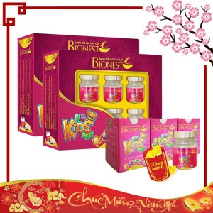 Bộ 2 Hộp quà tặng Yến sào Bionest Kids cao cấp cho bé biếng ăn – tặng 3 lọ yến Kids