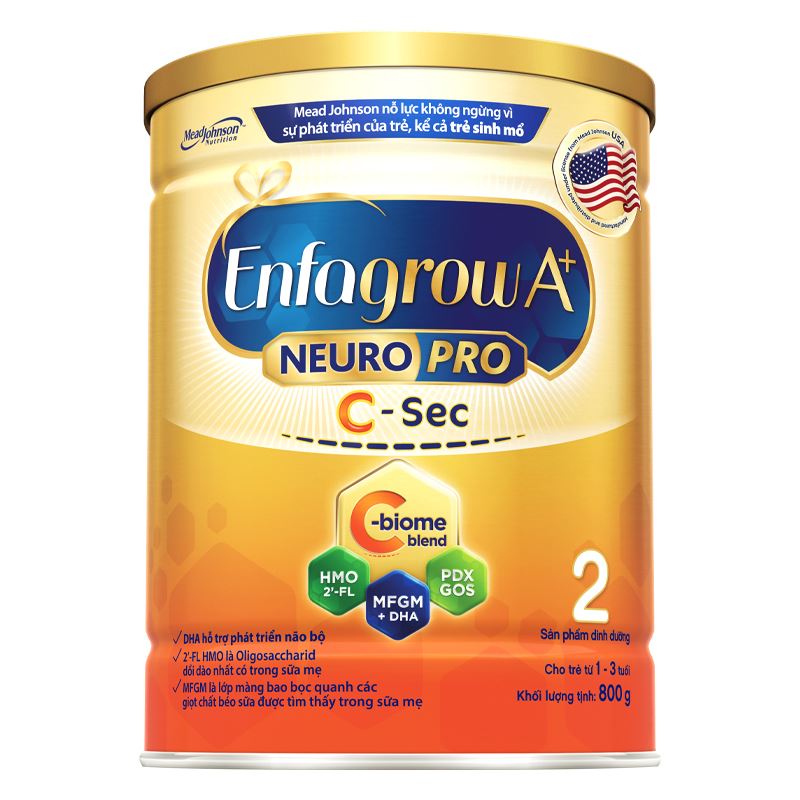 Sữa bột Enfagrow A+ Neuropro C-Sec số 2 800g (1 - 3 tuổi)
