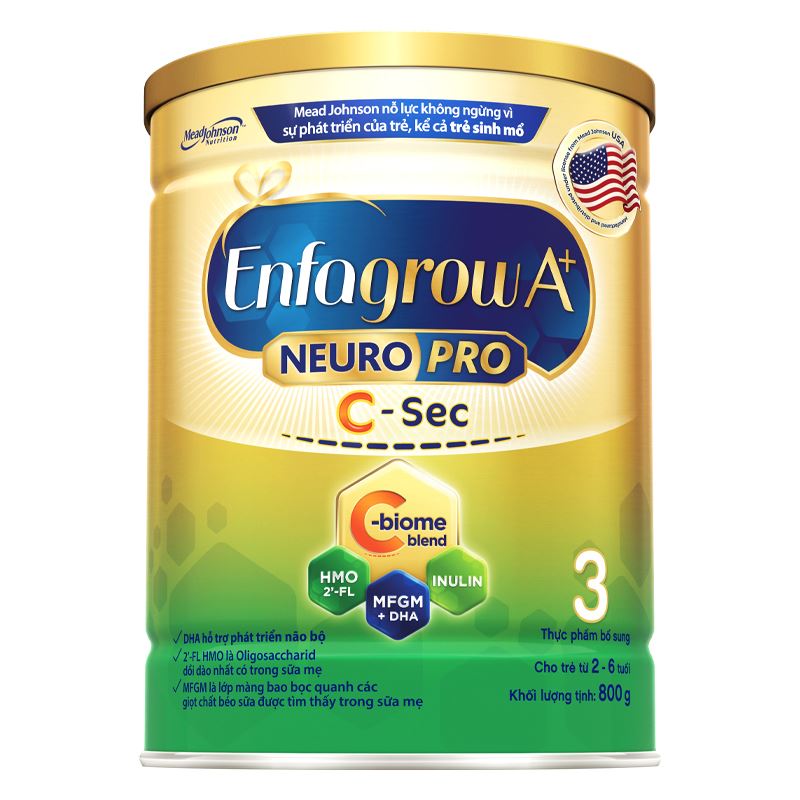 Sữa Enfagrow A+ NeuroPro 3 C-Sec (800g) cho bé từ 2-6 tuổi