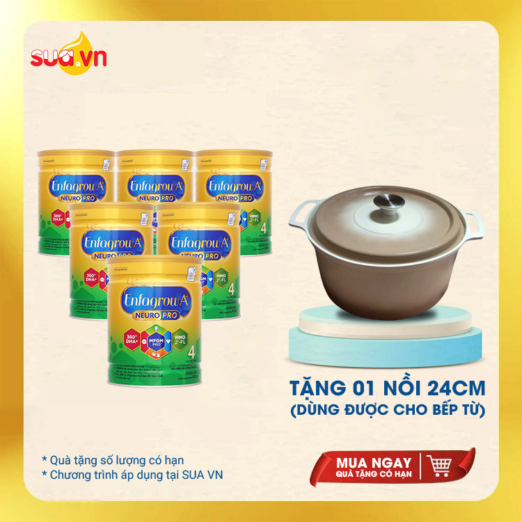Bộ 6 Sữa bột Enfagrow A+ Neuropro 4 830g tặng 1 nồi