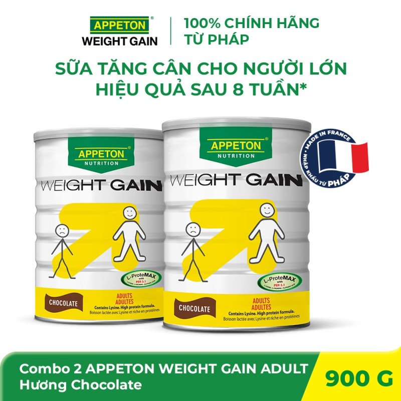 Sữa Appeton Weight Gain Adult vị Sô Cô La Combo 2 Lon 900g