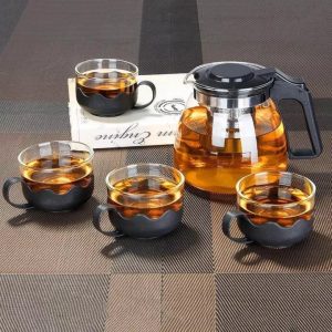 Bộ Bình Lọc Trà Thủy Tinh Kèm 4 Ly
