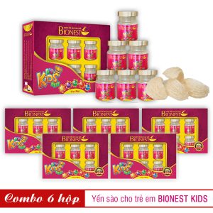 Bộ 6 hộp Yến sào Bionest Kids cao cấp – Quà tặng cho bé biếng ăn 6 lọ