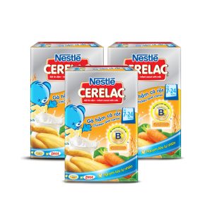 Bộ 3 hộp ăn dặm Nestle Cerelac gà hầm cà rốt 7 – 24 tháng