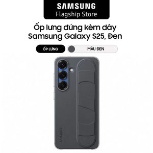 Ốp lưng đứng kèm dây Samsung Galaxy S25, Đen